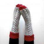 Knitted bed socks, 100% mer..