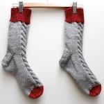 Knitted bed socks, 100% mer..