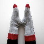 Knitted bed socks, 100% mer..