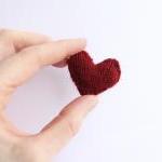 Heart pin brooch knitted in..